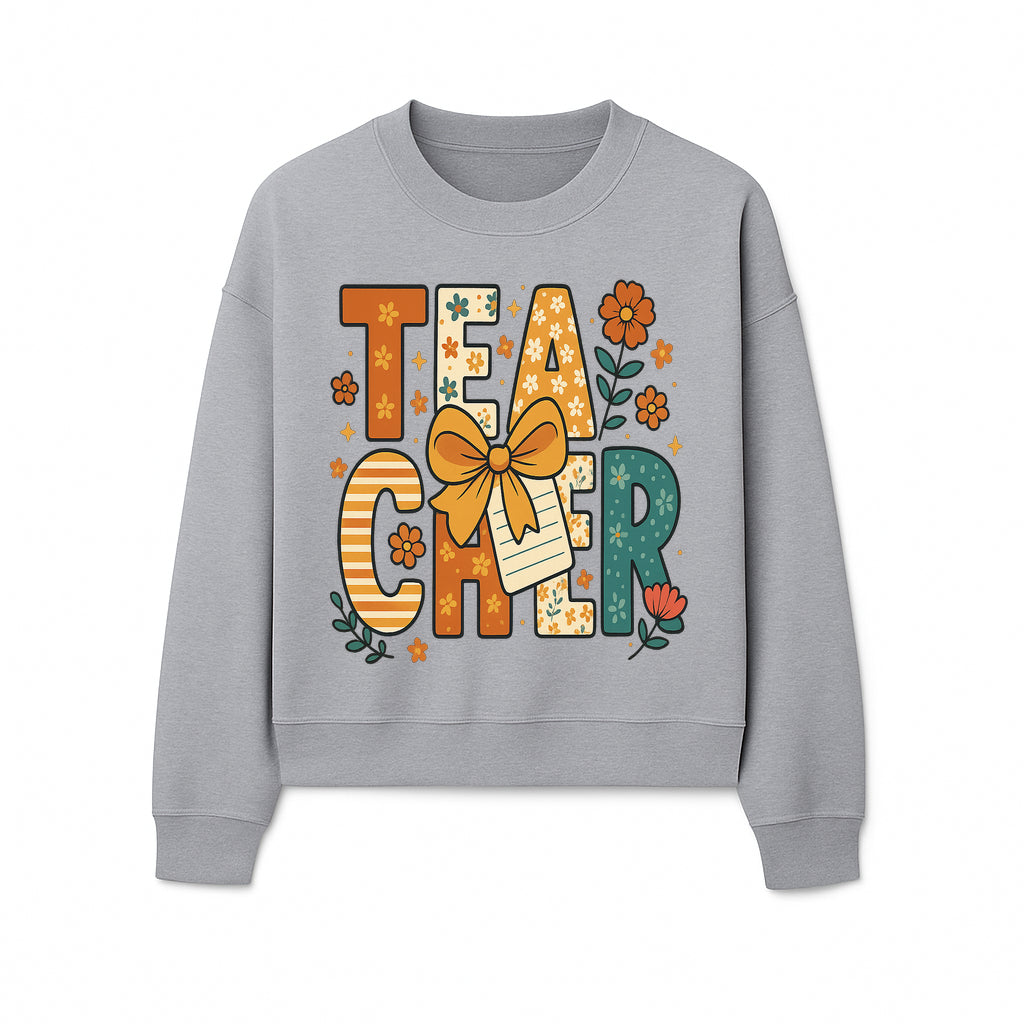 Vintage Floral Teacher Design with Bow and Note, Perfect Gift for Educators, Classroom Decor, Back to School. - Sweatshirt 1758093379403.jpg