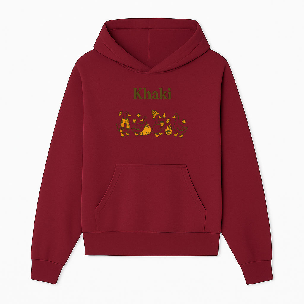 Khaki Duck Family Autumn Decor - Cute Illustrated Ducks with Pumpkins, Hats, and Leaves - Fall Home Decor Wall Art - Hoodie 1758093379532.jpg