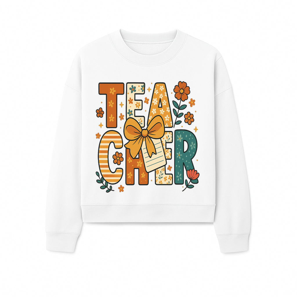 Vintage Floral Teacher Design with Bow and Note, Perfect Gift for Educators, Classroom Decor, Back to School. - Sweatshirt 1758093379565.jpg