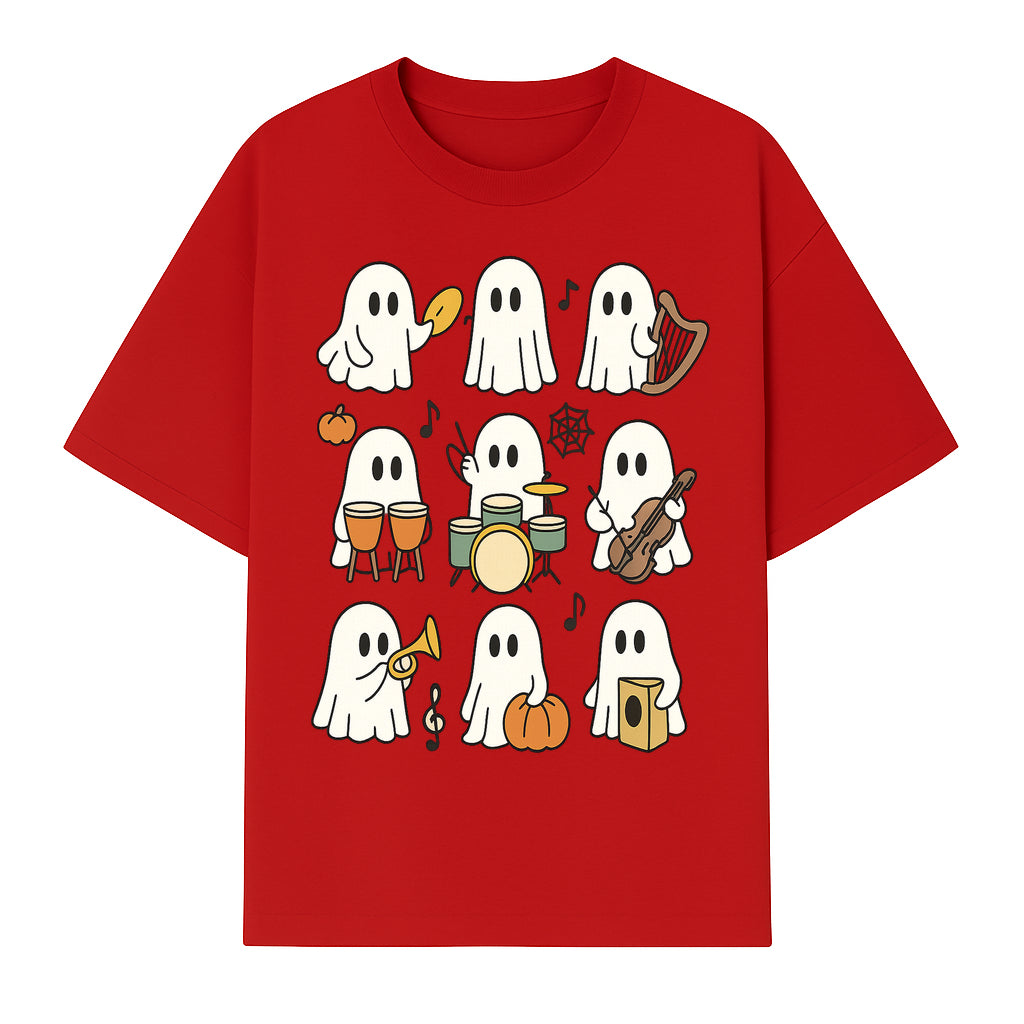Ghostly Music Band Halloween Art Print, Cute Cartoon Ghosts Playing Instruments, Festive Decor for Parties and Celebrations - T-shirt 1758093379579.jpg