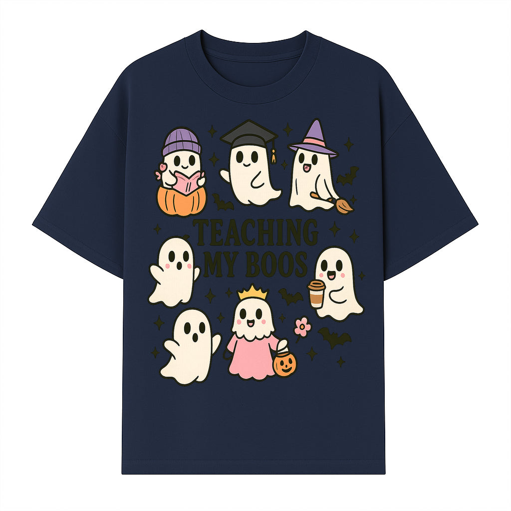 Teaching My Boos Ghosts Halloween Graphic T-Shirt | Cute Cartoon Spirits, Spooky Fun, Halloween Apparel for Kids & Adults - T-shirt 1758093379753.jpg