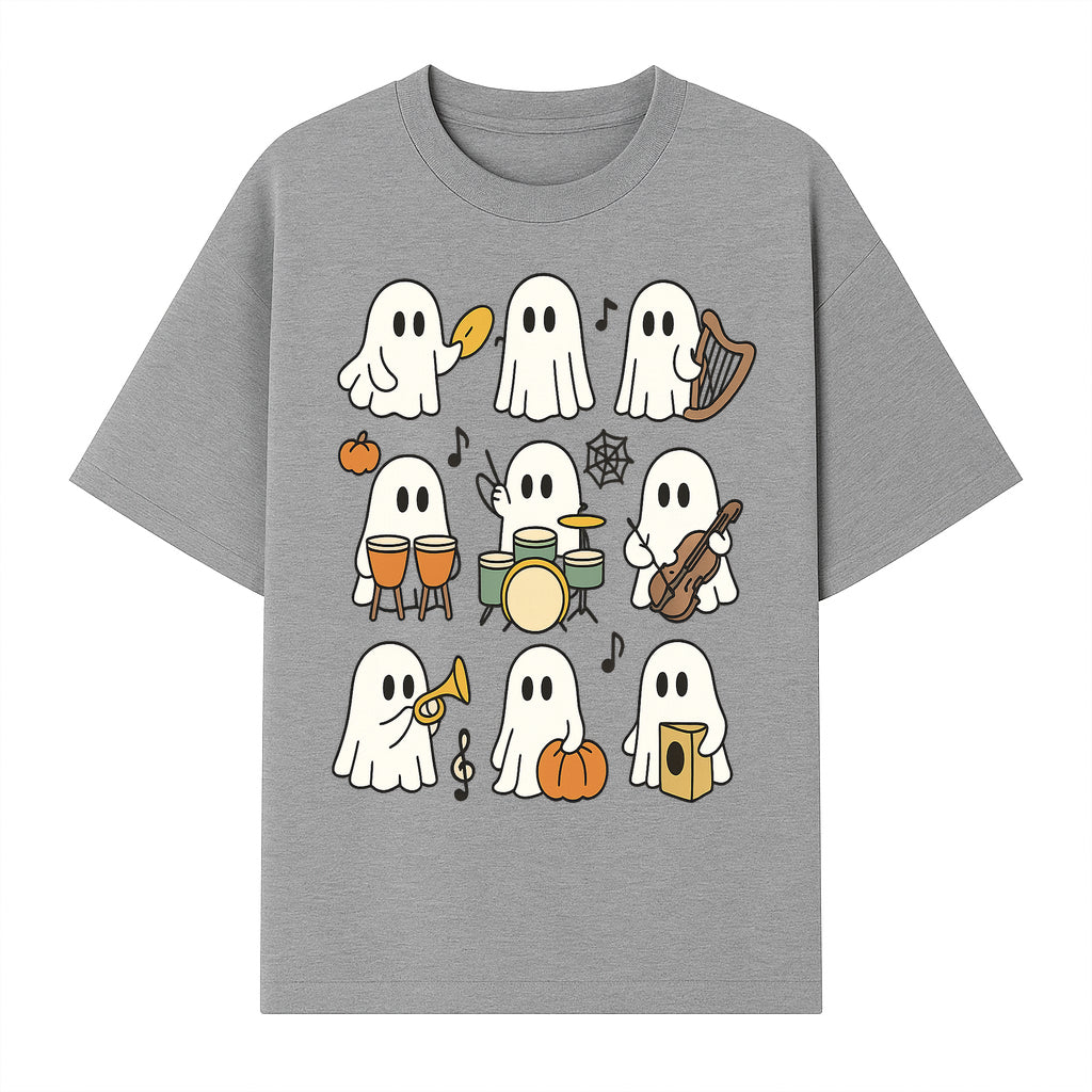Ghostly Music Band Halloween Art Print, Cute Cartoon Ghosts Playing Instruments, Festive Decor for Parties and Celebrations - T-shirt 1758093379759.jpg
