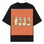 Cute Ghosts Reading, Writing, Drinking, and Celebrating Halloween Graphic Tee, Cozy Fall Top, Halloween Costume Shirt for Kids and Adults - T-shirt 1758093379857.jpg