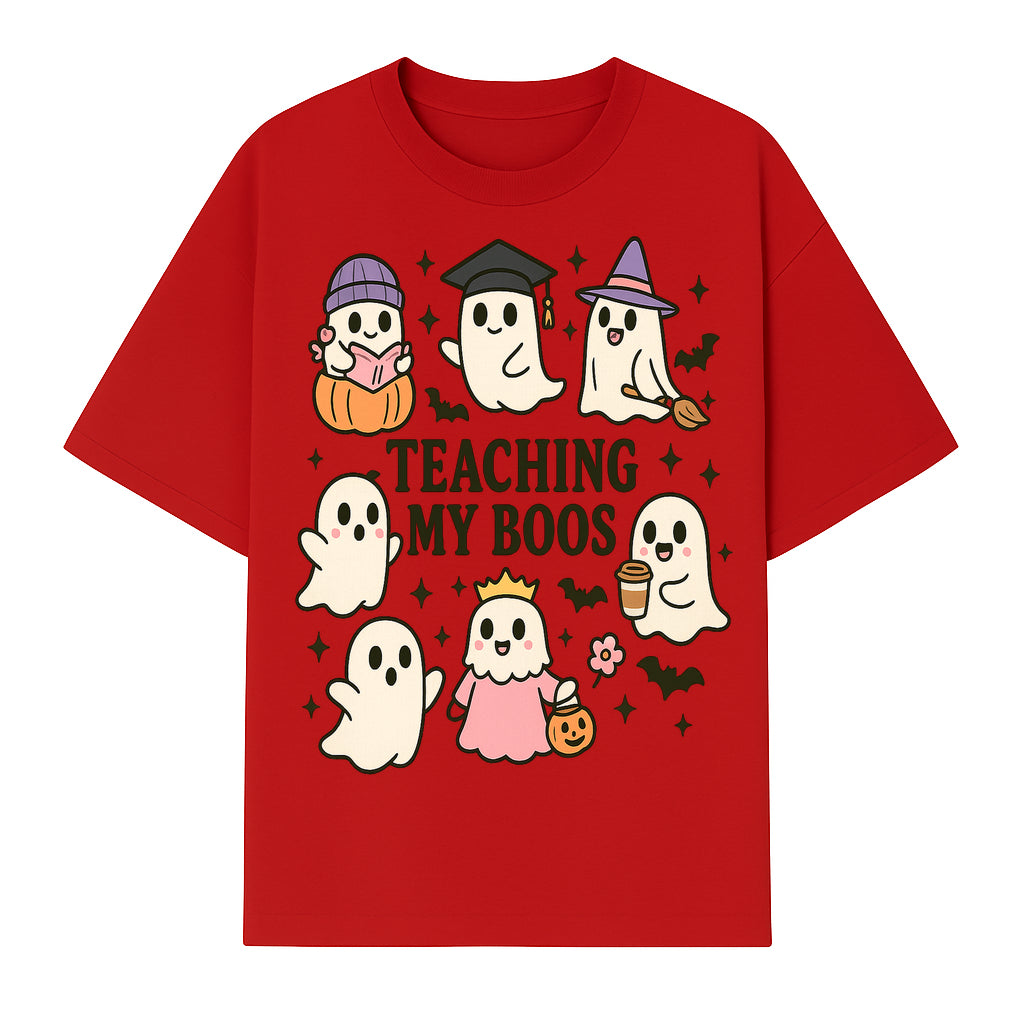 Teaching My Boos Ghosts Halloween Graphic T-Shirt | Cute Cartoon Spirits, Spooky Fun, Halloween Apparel for Kids & Adults - T-shirt 1758093379952.jpg