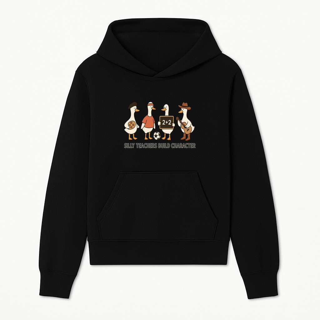 Silly Teachers Build Character Ducks Graphic Tee for Kids Fun Classroom Humor Shirt with Soccer, Music, and Learning Themes - Hoodie 1758093380046.jpg