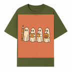 Cute Ghosts Reading, Writing, Drinking, and Celebrating Halloween Graphic Tee, Cozy Fall Top, Halloween Costume Shirt for Kids and Adults - T-shirt 1758093380159.jpg