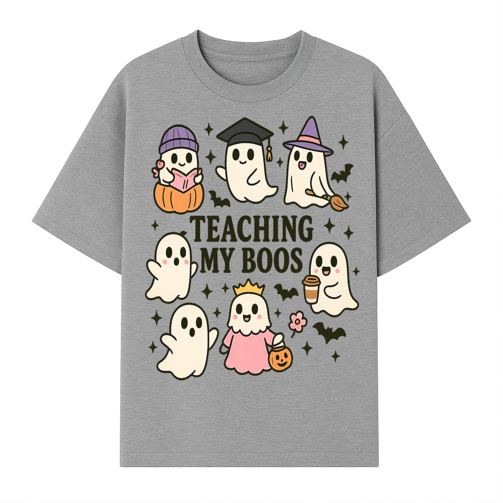 Teaching My Boos Ghosts Halloween Graphic T-Shirt | Cute Cartoon Spirits, Spooky Fun, Halloween Apparel for Kids & Adults - T-shirt 1758093380173.jpg