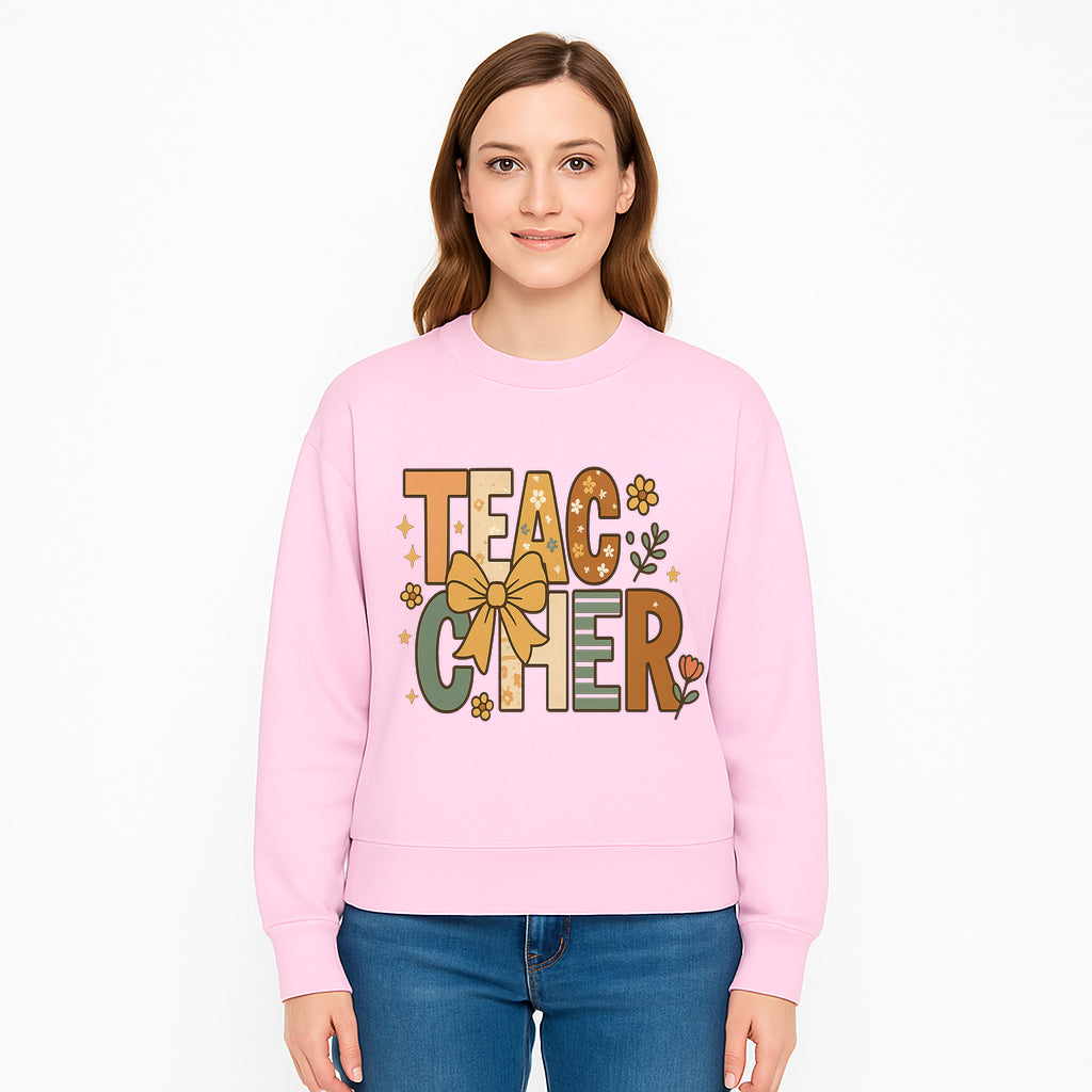 Colorful Teacher Appreciation Art Print with Floral Design and Bow, Ideal for Classroom Decor or Gifts - Sweatshirt 1758093380571.jpg
