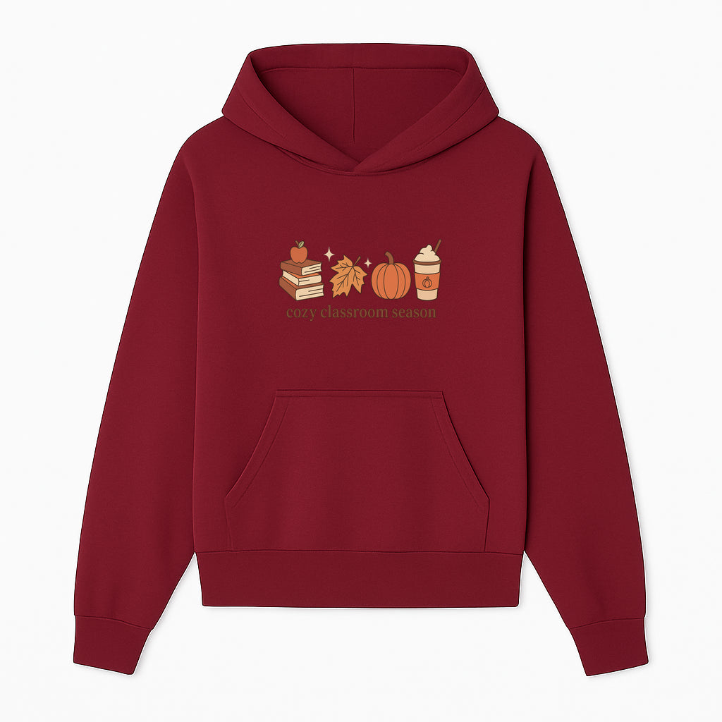Cozy Classroom Season Fall Decor - Apple, Books, Pumpkin, Maple Leaf - Autumn Classroom Wall Art for Teachers and Students - Hoodie 1758093380617.jpg