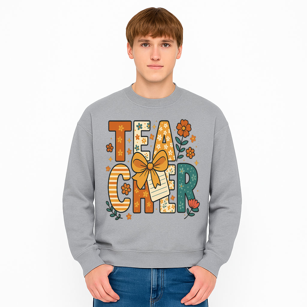 Vintage Floral Teacher Design with Bow and Note, Perfect Gift for Educators, Classroom Decor, Back to School. - Sweatshirt 1758093380745.jpg