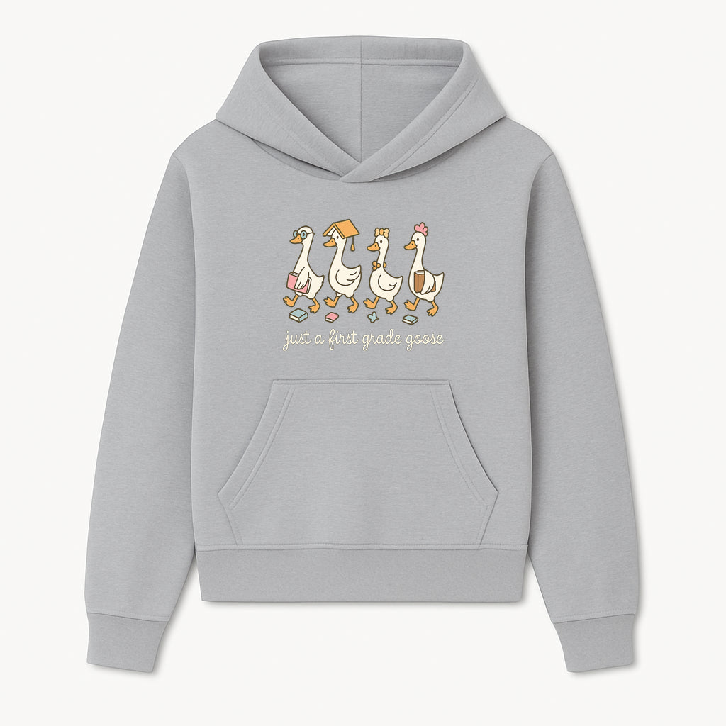 First Grade Goose Ducks Graphic Tee, Cute Animals T-Shirt for Kids, Back to School Apparel, Educational Humor Design - Hoodie 1758093380777.jpg