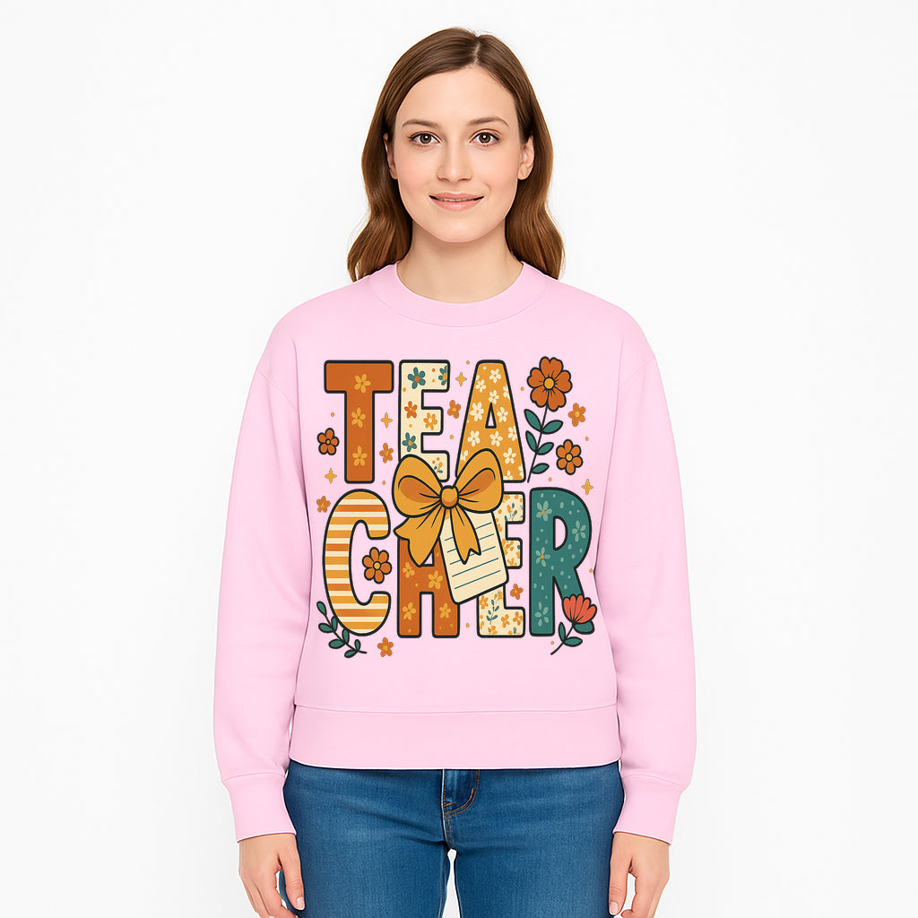 Vintage Floral Teacher Design with Bow and Note, Perfect Gift for Educators, Classroom Decor, Back to School. - Sweatshirt 1758093380877.jpg