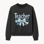 Floral Teacher Design with Apple, Bow & Stationery - Perfect Gift for Educators, Teachers' Day, Classroom Decor, Cute Art Print - Sweatshirt 1758093381044.jpg