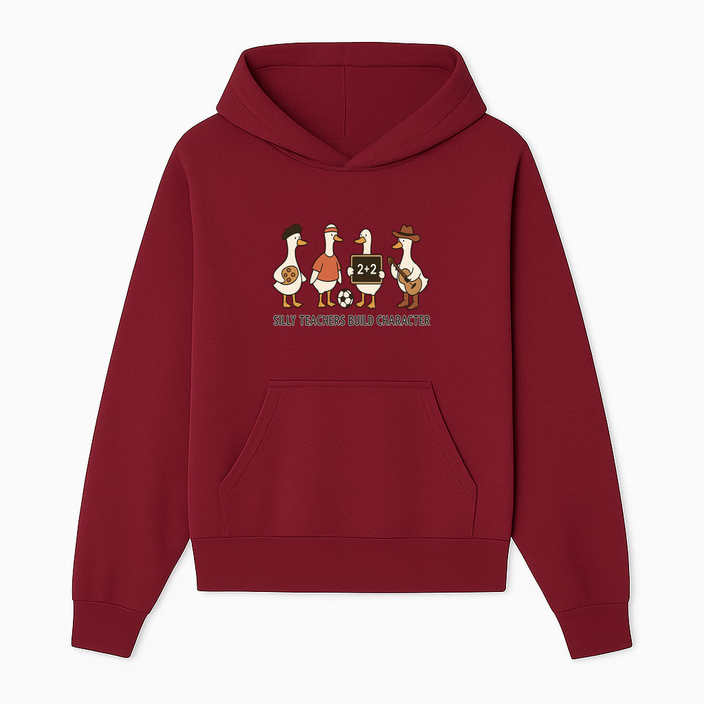 Silly Teachers Build Character Ducks Graphic Tee for Kids Fun Classroom Humor Shirt with Soccer, Music, and Learning Themes - Hoodie 1758093381141.jpg