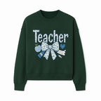 Floral Teacher Design with Apple, Bow & Stationery - Perfect Gift for Educators, Teachers' Day, Classroom Decor, Cute Art Print - Sweatshirt 1758093381202.jpg