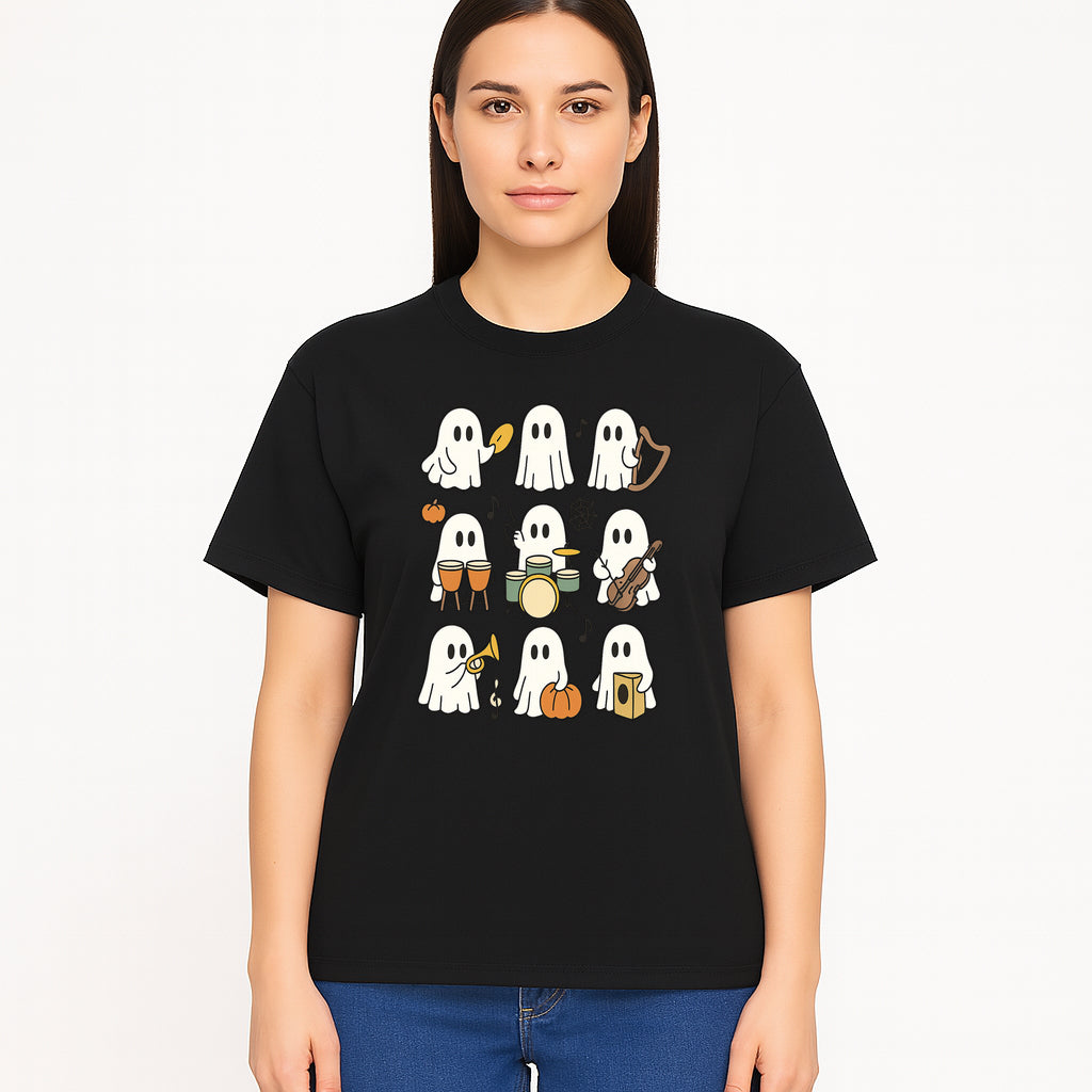 Ghostly Music Band Halloween Art Print, Cute Cartoon Ghosts Playing Instruments, Festive Decor for Parties and Celebrations - T-shirt 1758093381241.jpg