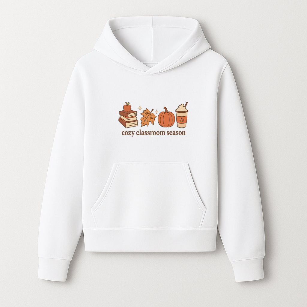 Cozy Classroom Season Fall Decor - Apple, Books, Pumpkin, Maple Leaf - Autumn Classroom Wall Art for Teachers and Students - Hoodie 1758093381375.jpg