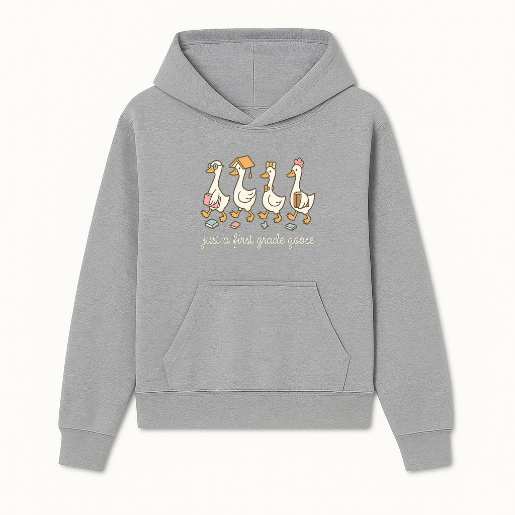 First Grade Goose Ducks Graphic Tee, Cute Animals T-Shirt for Kids, Back to School Apparel, Educational Humor Design - Hoodie 1758093381445.jpg
