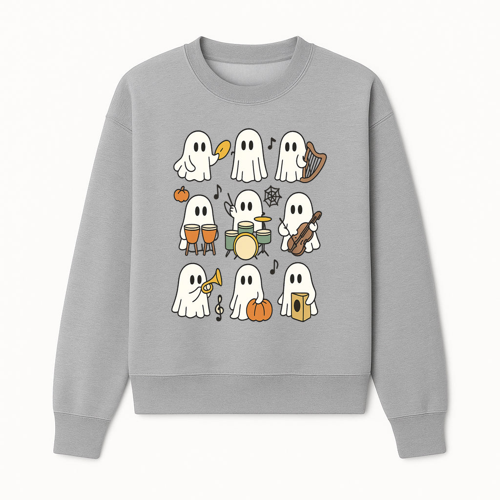 Ghostly Music Band Halloween Art Print, Cute Cartoon Ghosts Playing Instruments, Festive Decor for Parties and Celebrations - Sweatshirt 1758093381460.jpg