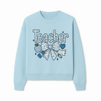 Floral Teacher Design with Apple, Bow & Stationery - Perfect Gift for Educators, Teachers' Day, Classroom Decor, Cute Art Print - Sweatshirt 1758093381531.jpg