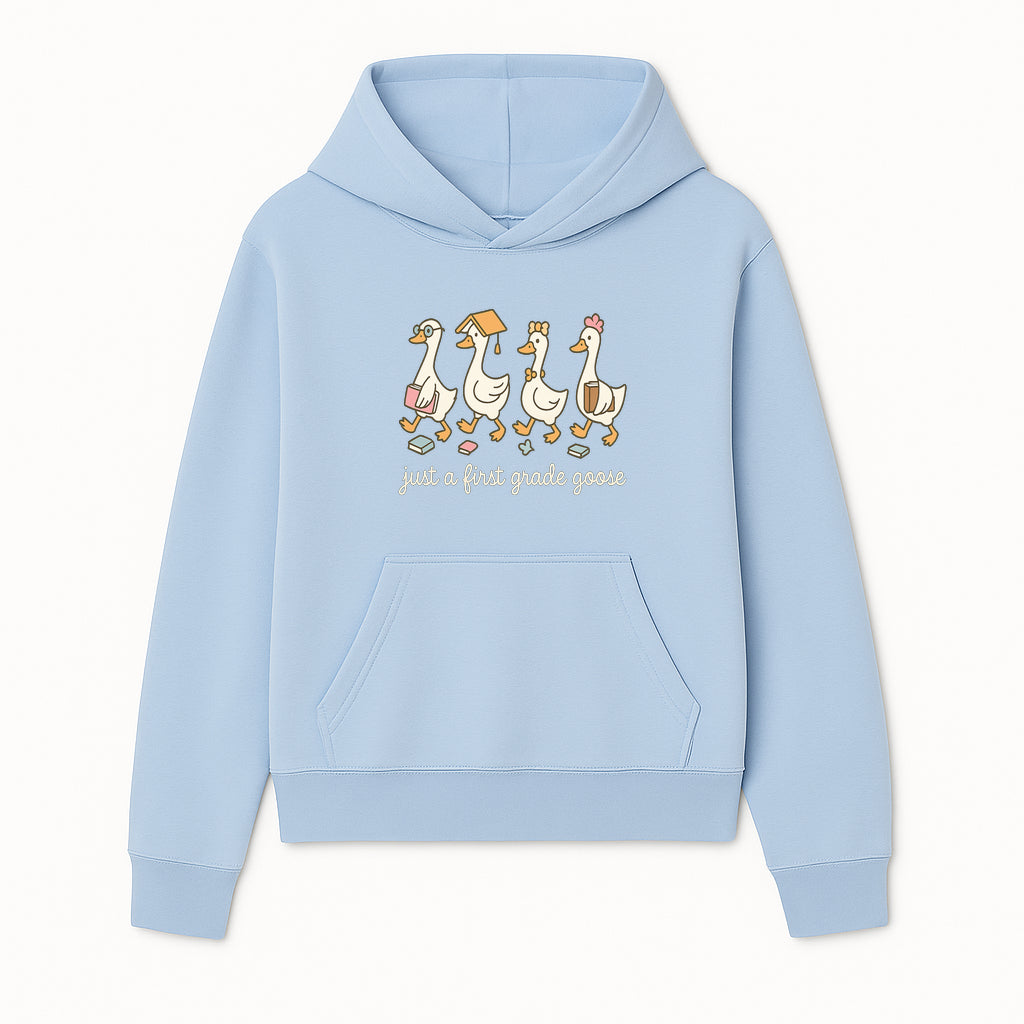 First Grade Goose Ducks Graphic Tee, Cute Animals T-Shirt for Kids, Back to School Apparel, Educational Humor Design - Hoodie 1758093381615.jpg