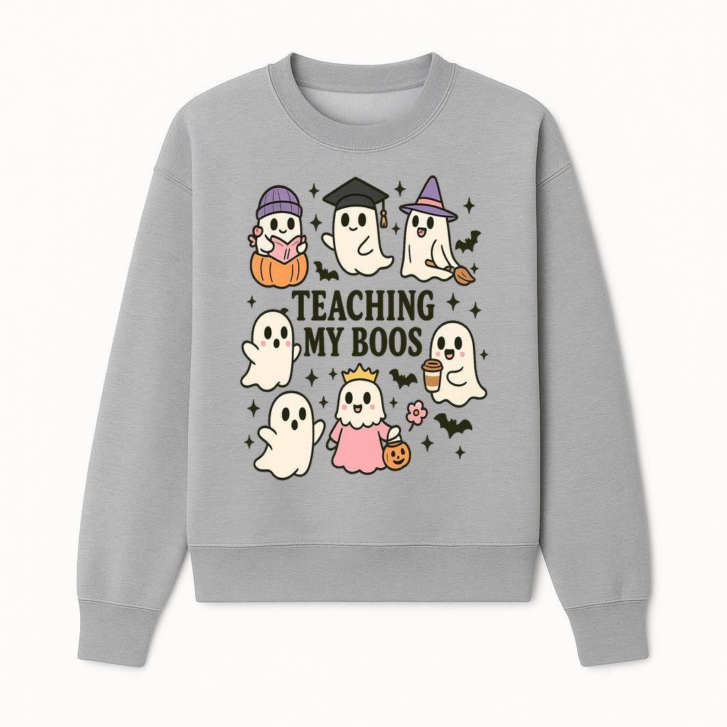 Teaching My Boos Ghosts Halloween Graphic T-Shirt | Cute Cartoon Spirits, Spooky Fun, Halloween Apparel for Kids & Adults - Sweatshirt 1758093381940.jpg