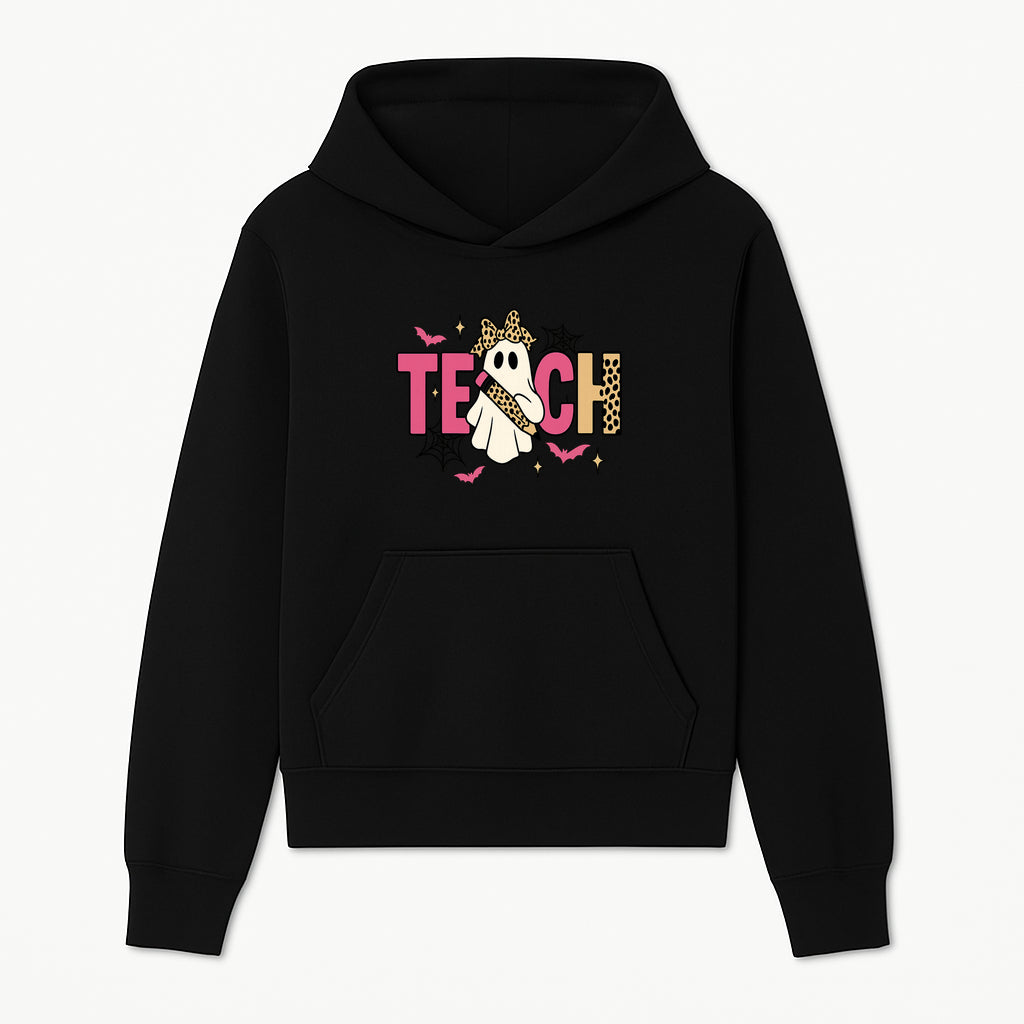 Halloween Ghost Teacher T-Shirt | Cute Ghost with Pencil | Fun Teaching Apparel | Spooky Season Gift for Educators - Hoodie 1758093381961.jpg