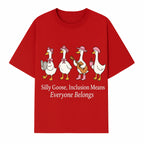 Silly Goose Inclusion Art Print - Everyone Belongs Theme, Cute Ducks with Accessories, Positive Vibes Wall Decor for Home or Kids' Room - T-shirt 1758093382031.jpg