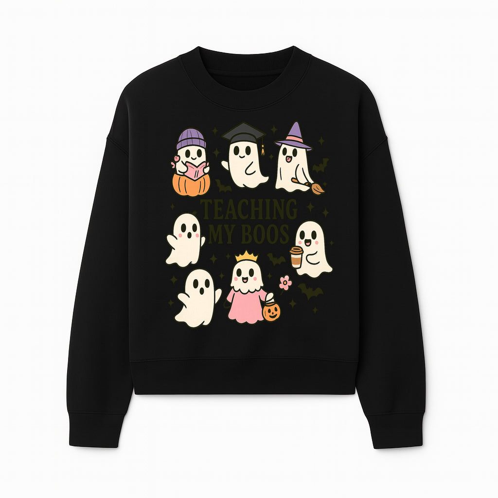 Teaching My Boos Ghosts Halloween Graphic T-Shirt | Cute Cartoon Spirits, Spooky Fun, Halloween Apparel for Kids & Adults - Sweatshirt 1758093382094.jpg