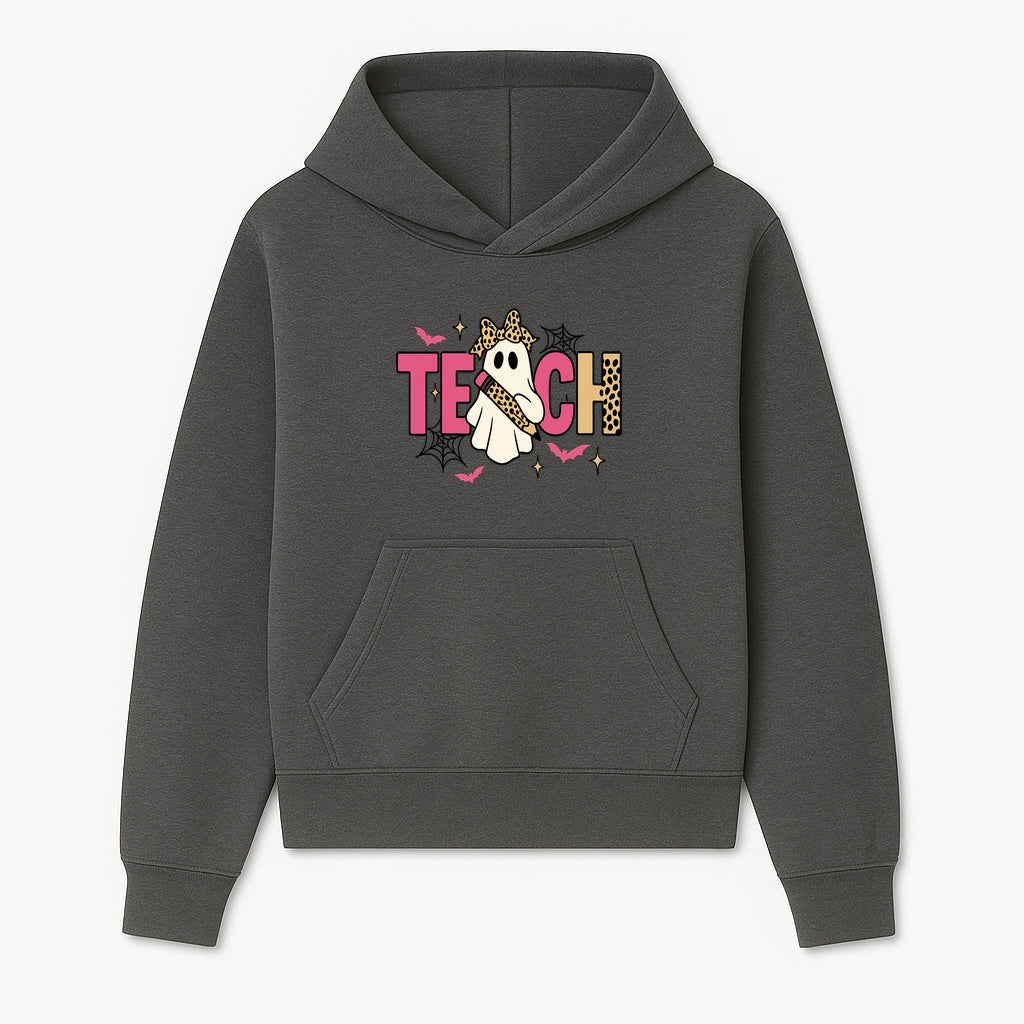Halloween Ghost Teacher T-Shirt | Cute Ghost with Pencil | Fun Teaching Apparel | Spooky Season Gift for Educators - Hoodie 1758093382100.jpg