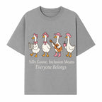 Silly Goose Inclusion Art Print - Everyone Belongs Theme, Cute Ducks with Accessories, Positive Vibes Wall Decor for Home or Kids' Room - T-shirt 1758093382184.jpg