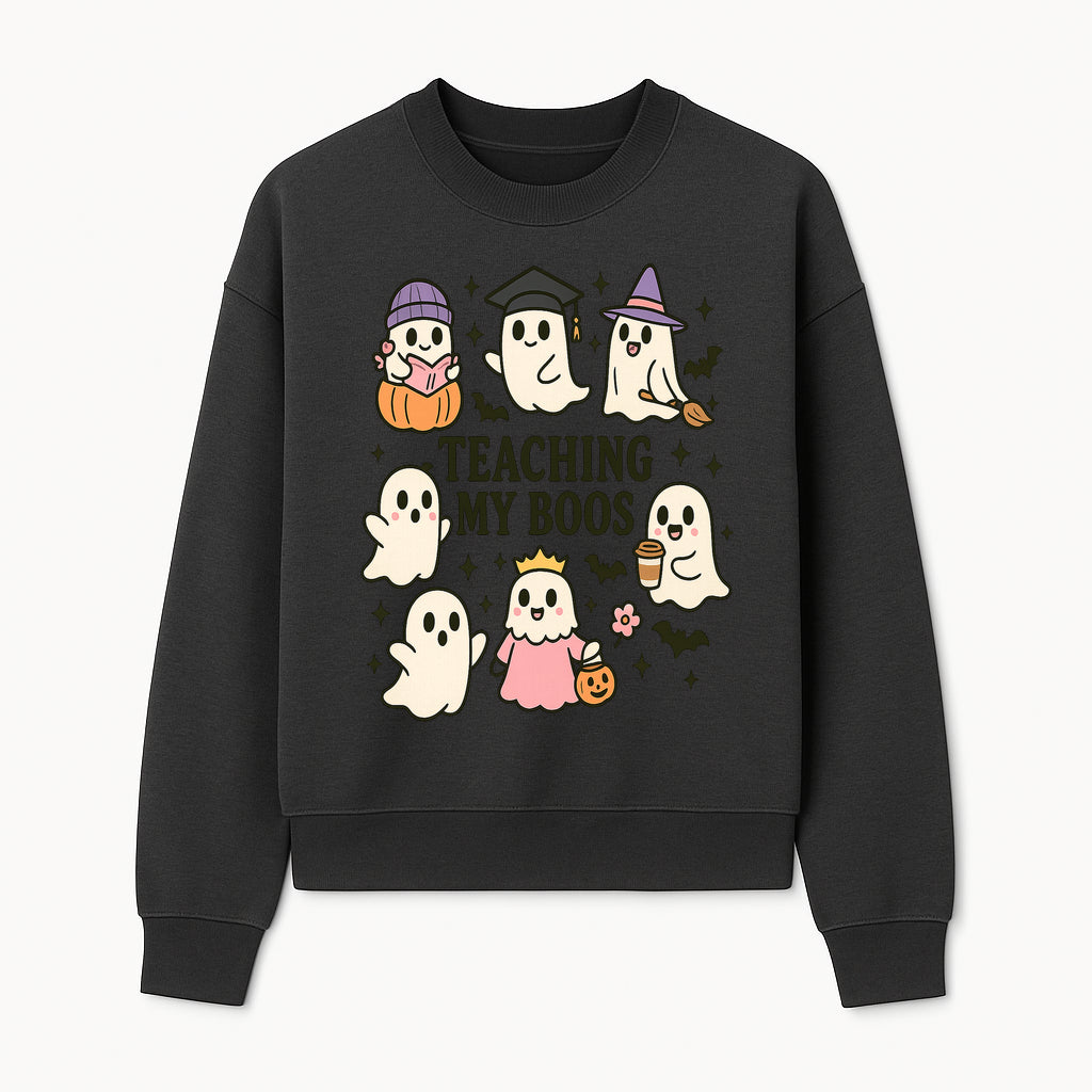Teaching My Boos Ghosts Halloween Graphic T-Shirt | Cute Cartoon Spirits, Spooky Fun, Halloween Apparel for Kids & Adults - Sweatshirt 1758093382274.jpg