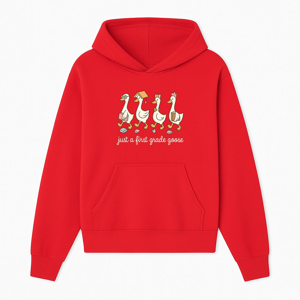 First Grade Goose Ducks Graphic Tee, Cute Animals T-Shirt for Kids, Back to School Apparel, Educational Humor Design - Hoodie 1758093382337.jpg