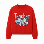 Floral Teacher Design with Apple, Bow & Stationery - Perfect Gift for Educators, Teachers' Day, Classroom Decor, Cute Art Print - Sweatshirt 1758093382345.jpg