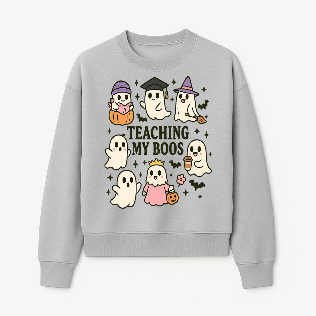 Teaching My Boos Ghosts Halloween Graphic T-Shirt | Cute Cartoon Spirits, Spooky Fun, Halloween Apparel for Kids & Adults - Sweatshirt 1758093382561.jpg
