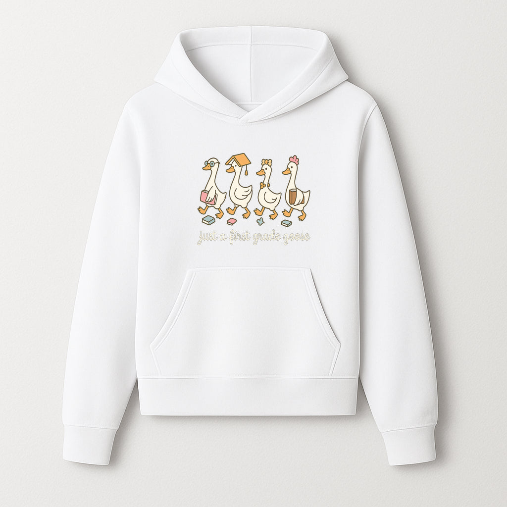 First Grade Goose Ducks Graphic Tee, Cute Animals T-Shirt for Kids, Back to School Apparel, Educational Humor Design - Hoodie 1758093382645.jpg