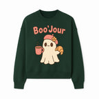 Cute Ghost Boo'Jour with Coffee and Croissant - Fun Halloween Decor, Ghost Lover Gift, Whimsical Art Print, Cozy Apparel - Sweatshirt 1758093382650.jpg