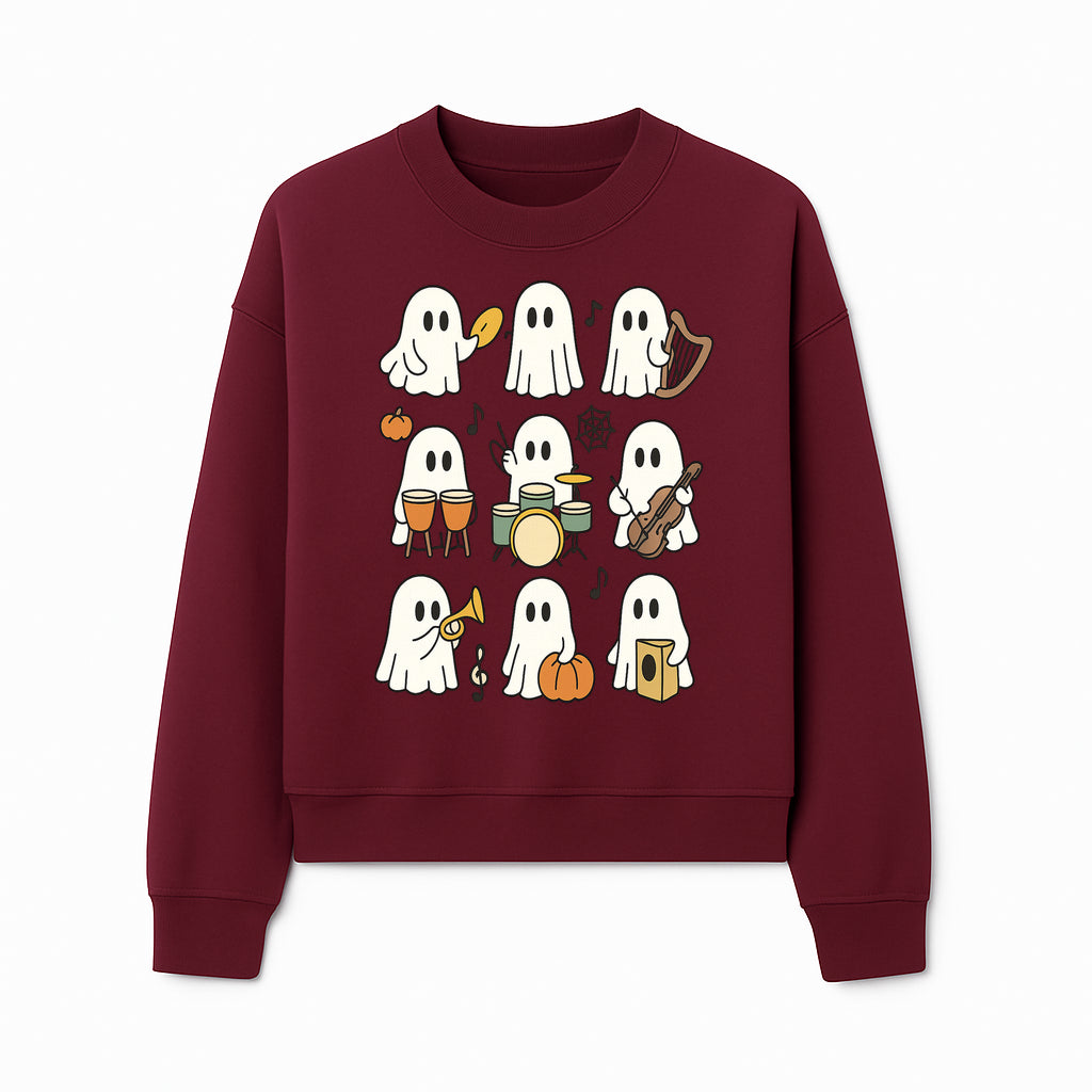 Ghostly Music Band Halloween Art Print, Cute Cartoon Ghosts Playing Instruments, Festive Decor for Parties and Celebrations - Sweatshirt 1758093382674.jpg