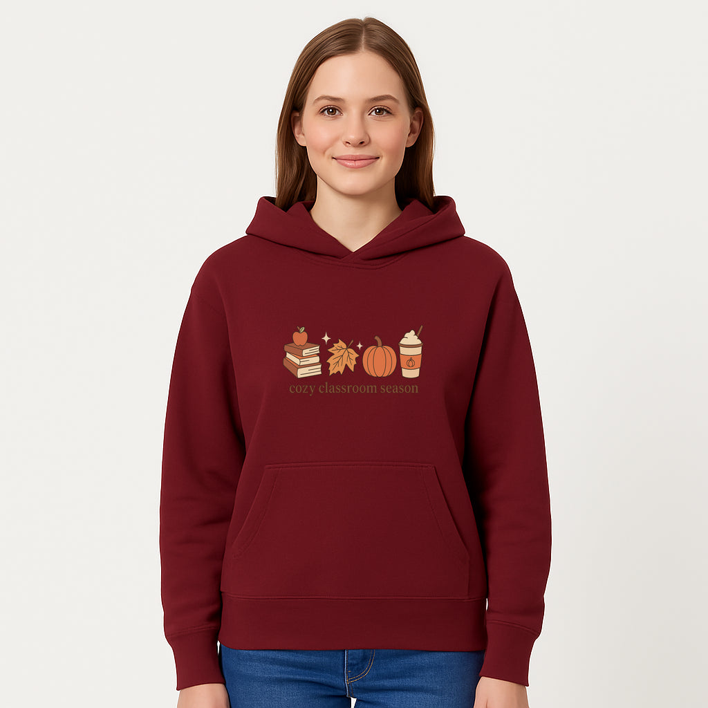 Cozy Classroom Season Fall Decor - Apple, Books, Pumpkin, Maple Leaf - Autumn Classroom Wall Art for Teachers and Students - Hoodie 1758093382714.jpg