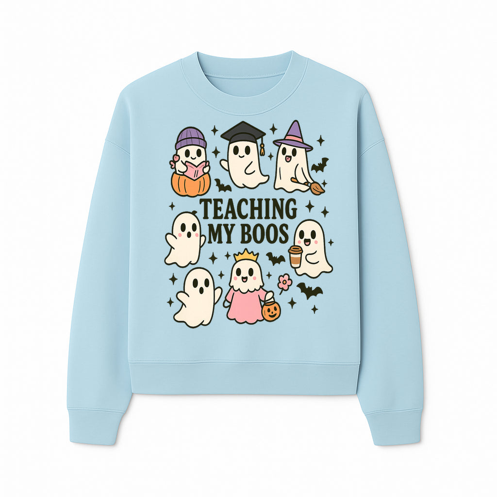 Teaching My Boos Ghosts Halloween Graphic T-Shirt | Cute Cartoon Spirits, Spooky Fun, Halloween Apparel for Kids & Adults - Sweatshirt 1758093382747.jpg