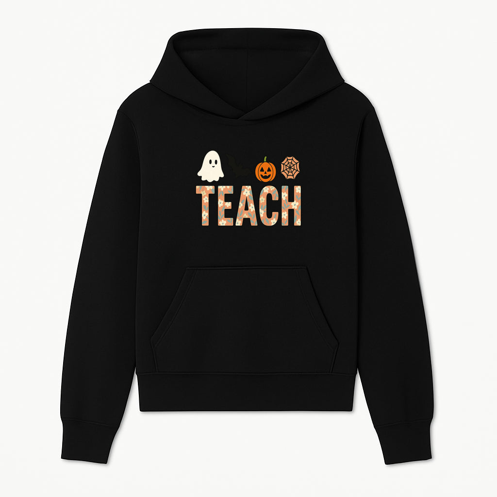 Halloween Teacher Decor | Cute Ghost, Bat, Pumpkin, Spiderweb | Floral 'Teach' Sign | Classroom Wall Art | Fall Aesthetic - Hoodie 1758093382950.jpg