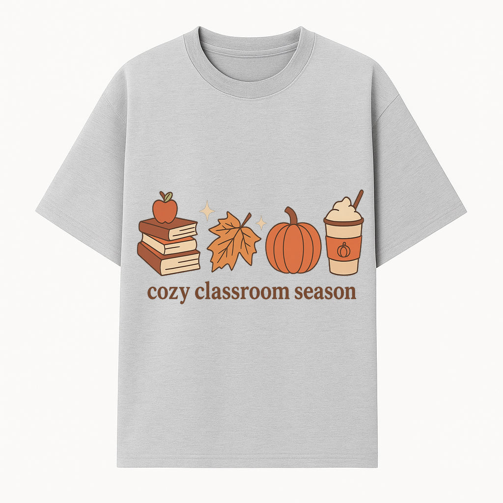 Cozy Classroom Season Fall Decor - Apple, Books, Pumpkin, Maple Leaf - Autumn Classroom Wall Art for Teachers and Students - T-shirt 1758093382962.jpg