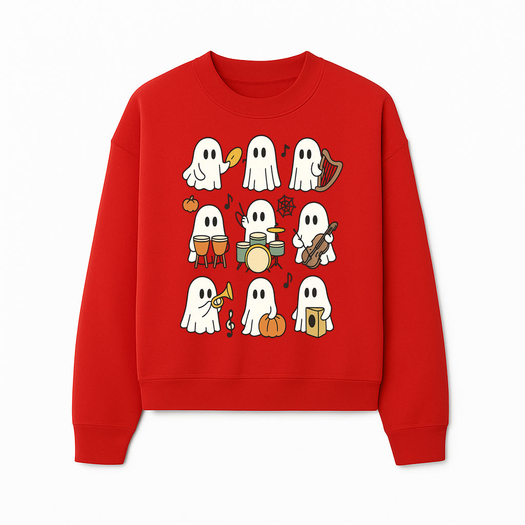Ghostly Music Band Halloween Art Print, Cute Cartoon Ghosts Playing Instruments, Festive Decor for Parties and Celebrations - Sweatshirt 1758093383062.jpg