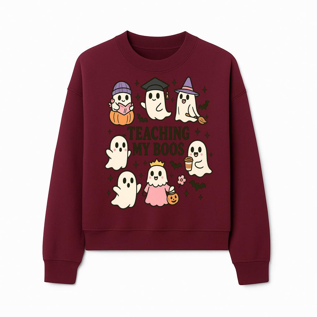 Teaching My Boos Ghosts Halloween Graphic T-Shirt | Cute Cartoon Spirits, Spooky Fun, Halloween Apparel for Kids & Adults - Sweatshirt 1758093383115.jpg