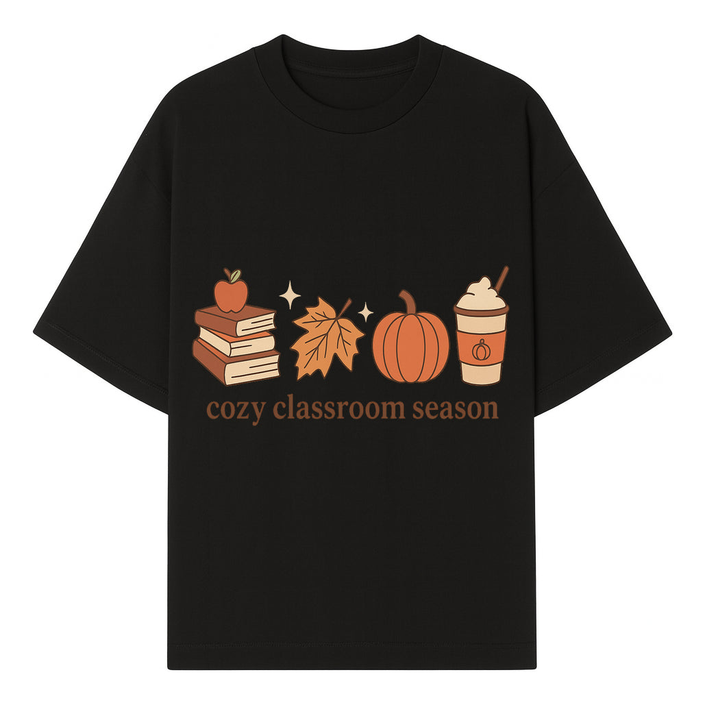 Cozy Classroom Season Fall Decor - Apple, Books, Pumpkin, Maple Leaf - Autumn Classroom Wall Art for Teachers and Students - T-shirt 1758093383131.jpg