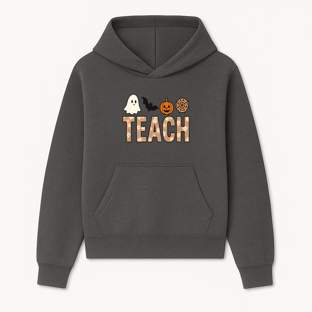 Halloween Teacher Decor | Cute Ghost, Bat, Pumpkin, Spiderweb | Floral 'Teach' Sign | Classroom Wall Art | Fall Aesthetic - Hoodie 1758093383135.jpg