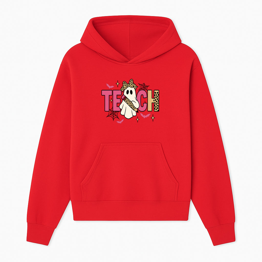Halloween Ghost Teacher T-Shirt | Cute Ghost with Pencil | Fun Teaching Apparel | Spooky Season Gift for Educators - Hoodie 1758093383187.jpg