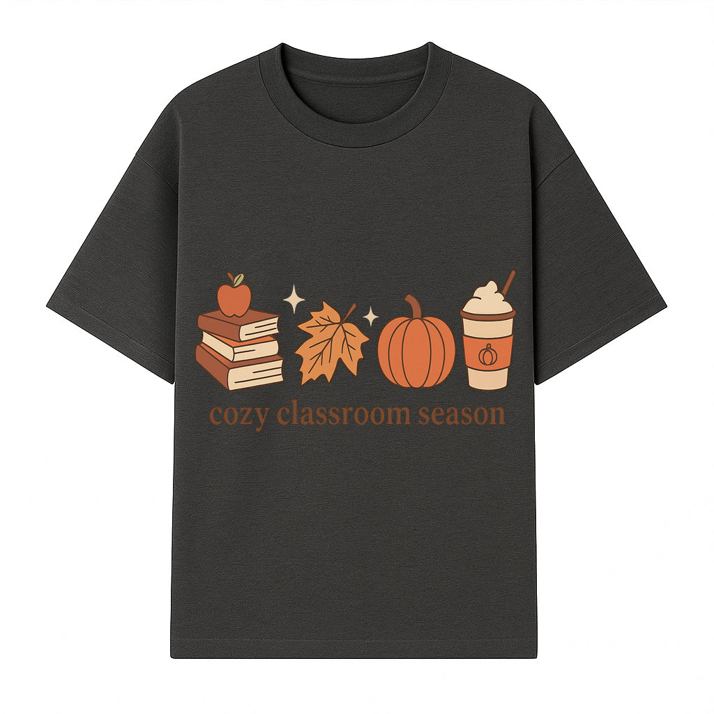 Cozy Classroom Season Fall Decor - Apple, Books, Pumpkin, Maple Leaf - Autumn Classroom Wall Art for Teachers and Students - T-shirt 1758093383347.jpg