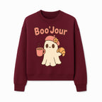 Cute Ghost Boo'Jour with Coffee and Croissant - Fun Halloween Decor, Ghost Lover Gift, Whimsical Art Print, Cozy Apparel - Sweatshirt 1758093383358.jpg