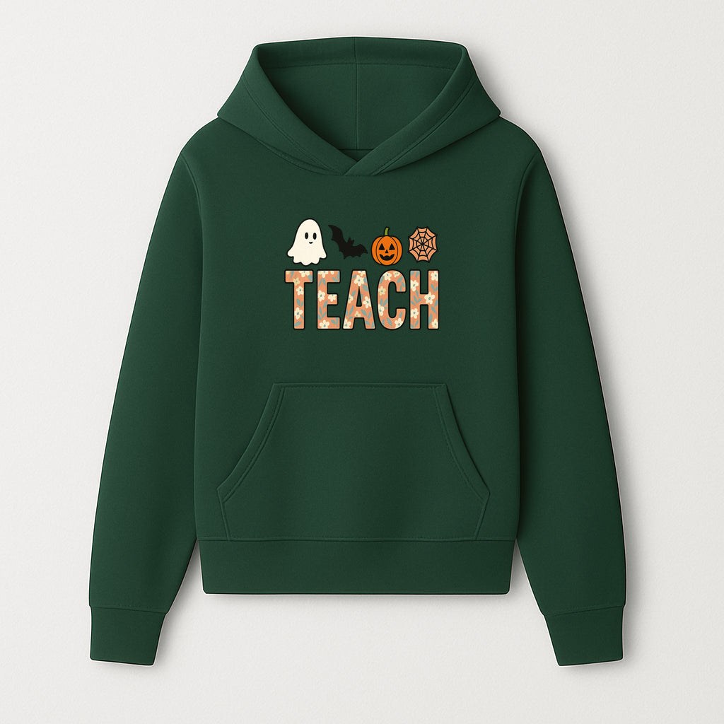 Halloween Teacher Decor | Cute Ghost, Bat, Pumpkin, Spiderweb | Floral 'Teach' Sign | Classroom Wall Art | Fall Aesthetic - Hoodie 1758093383366.jpg
